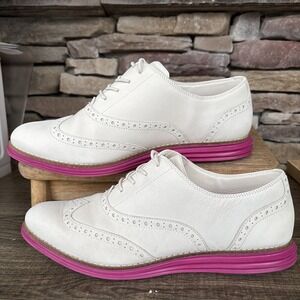 Cole Haan Zerogrand Mens Wingtip Oxford White Dress Shoes W24361 Size 10 B